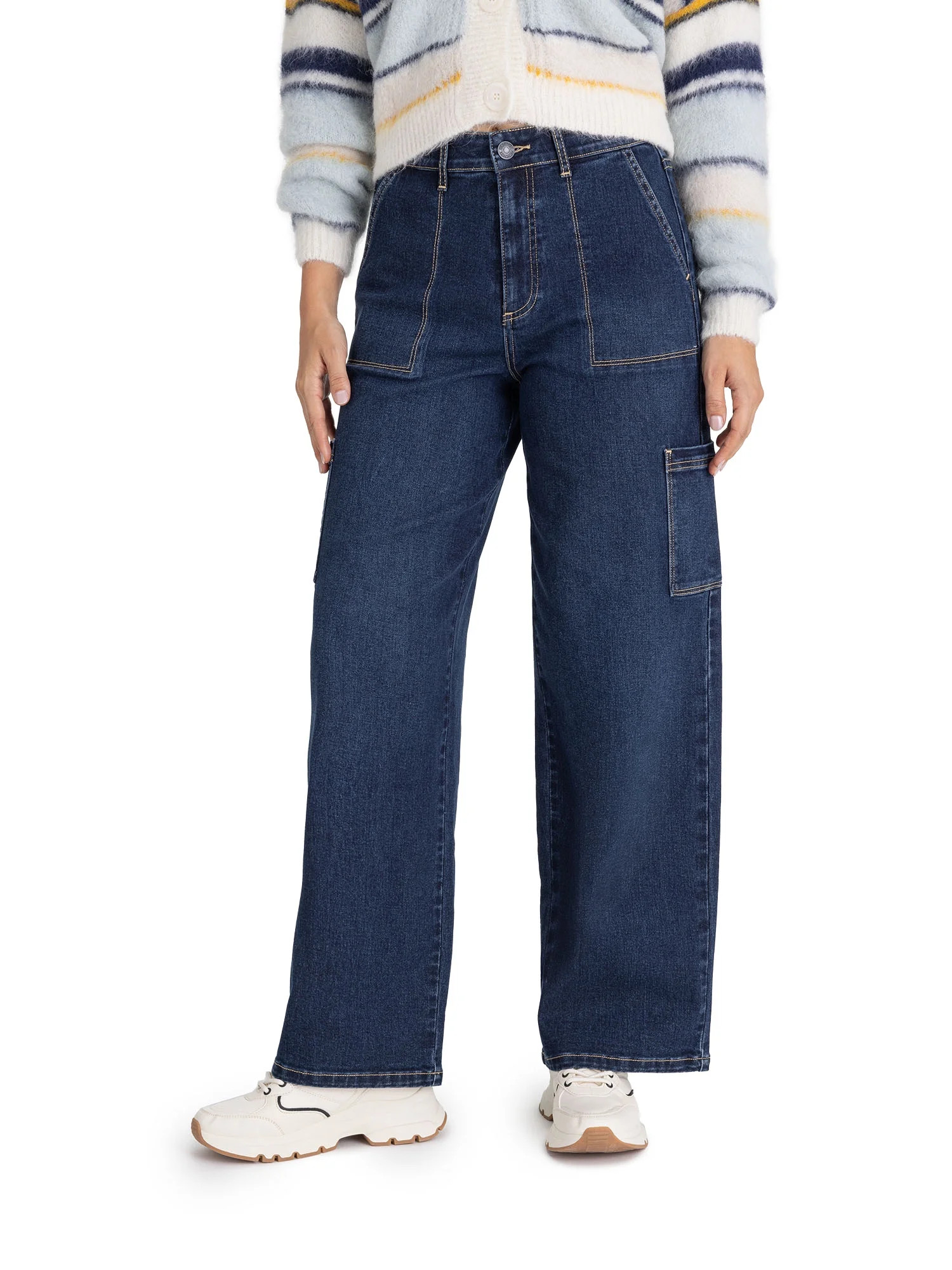 Jordache Women's High Rise Wide Leg Cargo Jean Sizes 2-20 | Walmart (US)