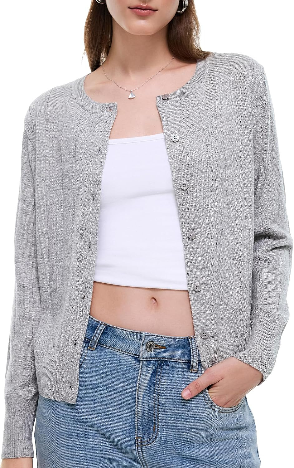 Women's Wool Blend Cardigan Lightweight Knit Sweaters Fall Outfits | Amazon (US)