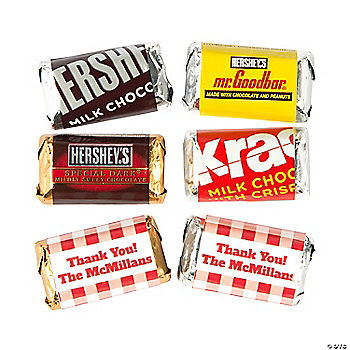 Personalized Gingham Plaid Mini Candy Bar Labels - 30 Pc. | Oriental Trading | Oriental Trading Company