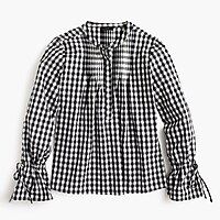 https://www.jcrew.com/p/womens_category/shirtsandtops/sleeved/tiesleeve-top-with-pin-tucks-in-gingha | J.Crew US