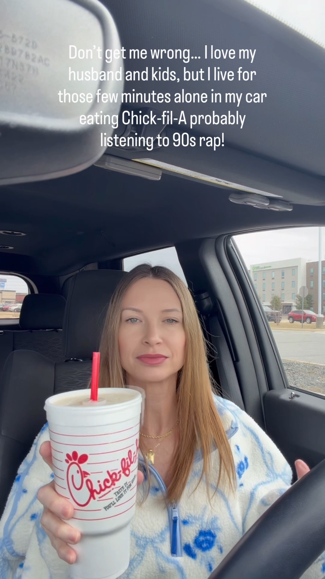 on’t get me wrong… I love my husband and kids, but those few minutes alone in my car with Chick‑fil‑A and 90s rap? Day made. 🤍

#momhumor #momlife #relatable #family

mom humor | relatable mom moments | car mom life | everyday mom style | 90s mom

#LTKdayinmylife #LTKmomlife #LTKfoodie