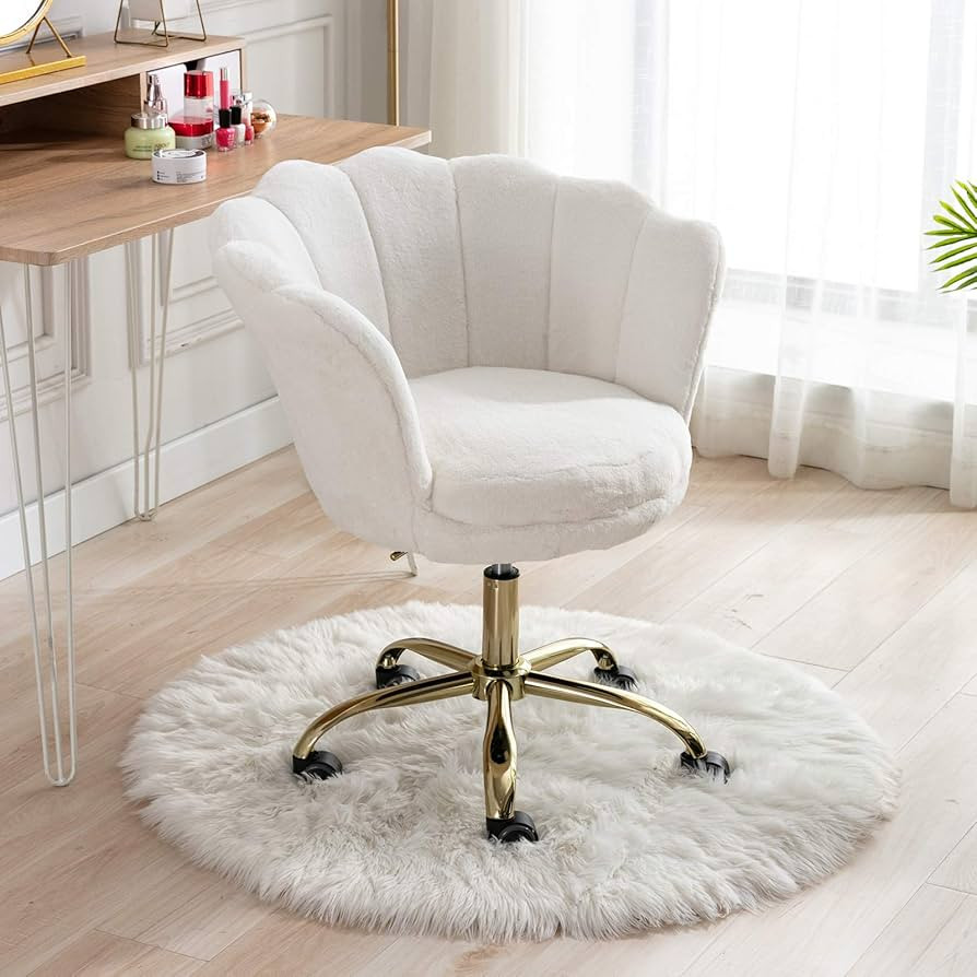 Wahson Swivel Task Desk Chair Height Adjustable with Gold Base for Home Office Bedroom/Vanity (Wh... | Amazon (UK)