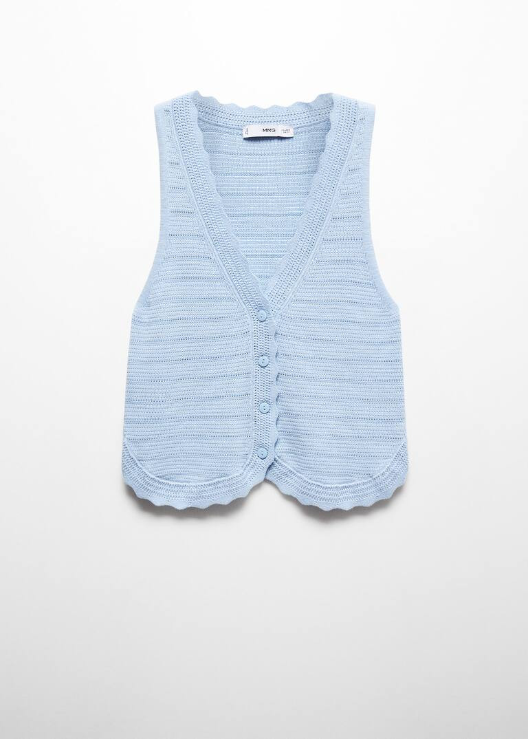 Knitted vest with openwork details -  Women | Mango USA | MANGO (US)