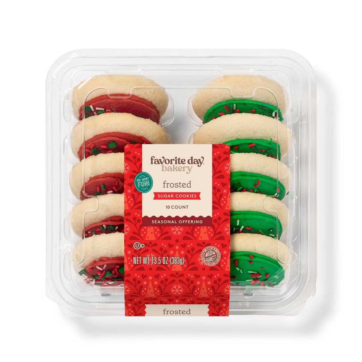 Christmas Red & Green Frosted Sugar  Cookies - 13.5oz/10ct - Favorite Day™ | Target