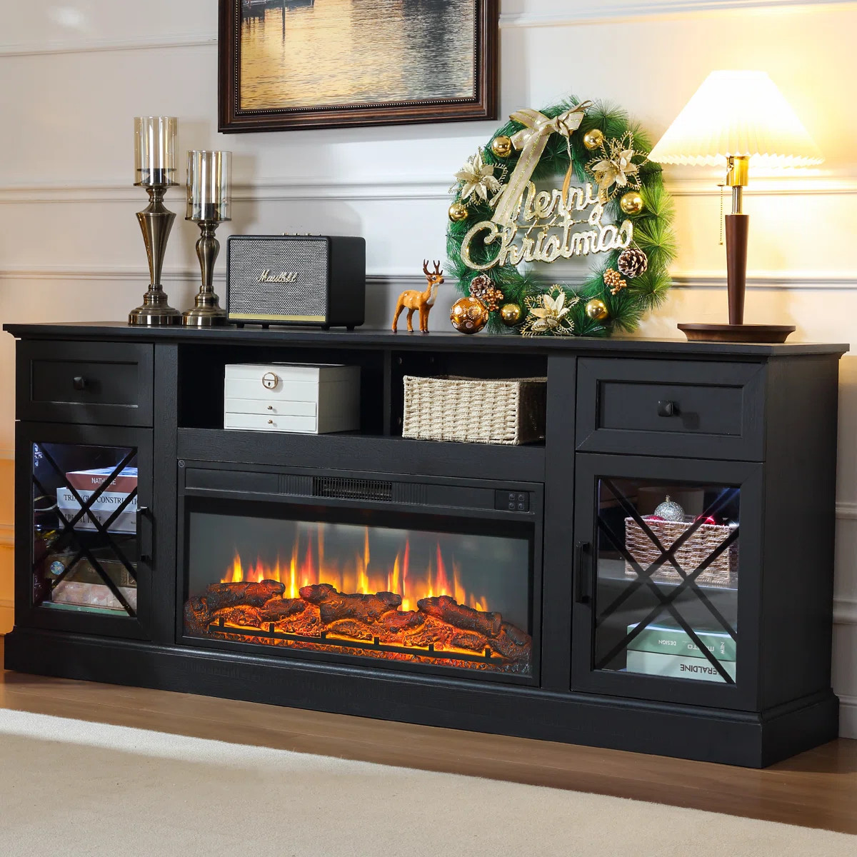 70" Fireplace TV Stand For Tvs Up To 80" With 35" Electric Fireplace | Wayfair North America