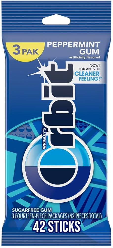 ORBIT Peppermint Sugarfree Chewing Gum, 3 Packs of 14-Pieces (42 Total Pieces) | Amazon (US)