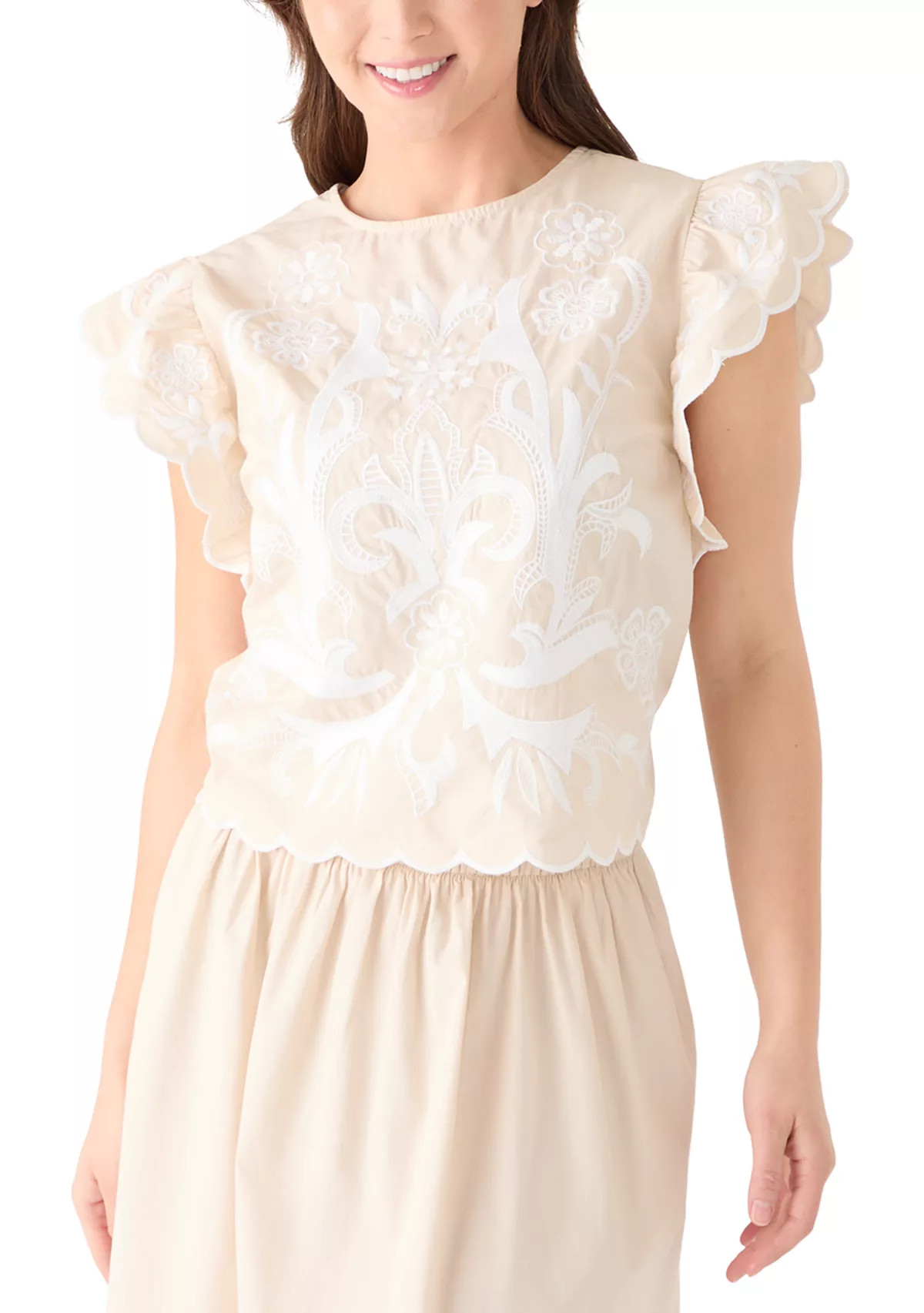 Petite Short Flutter Sleeve Top | Belk