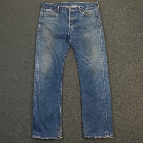 Levis 501 Jeans Mens 36x32 Blue Medium Wash Button Fly Classic Red Tab Faded | Poshmark