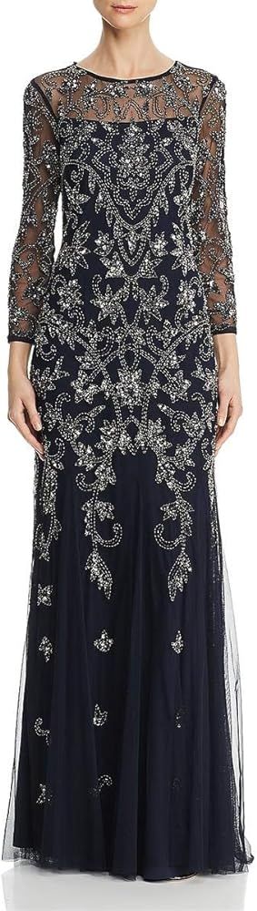 Adrianna Papell Women's Long Sleeve Bead Dress | Amazon (US)