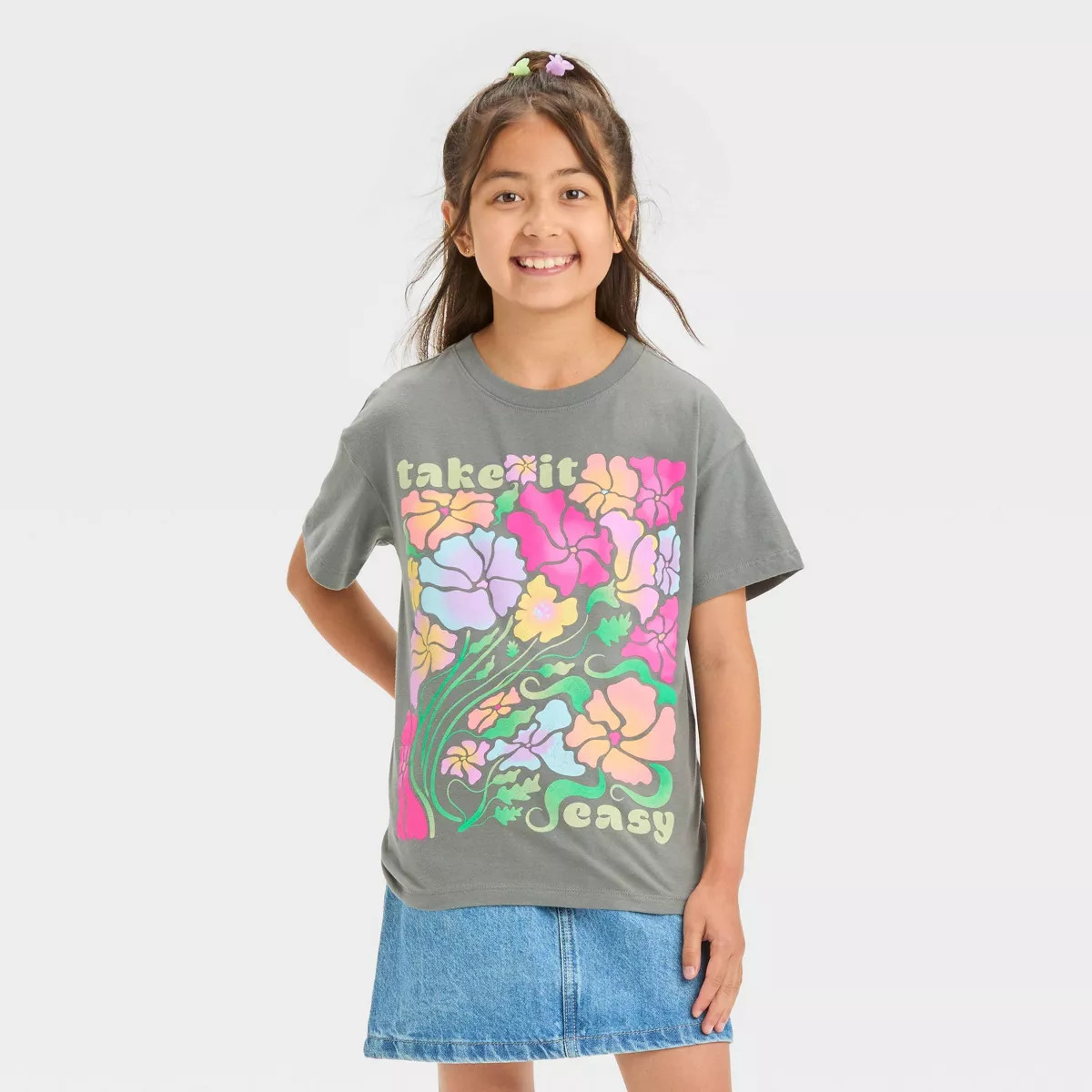 Girls' Short Sleeve Oversized Graphic T-Shirt - Cat & Jack™ | Target