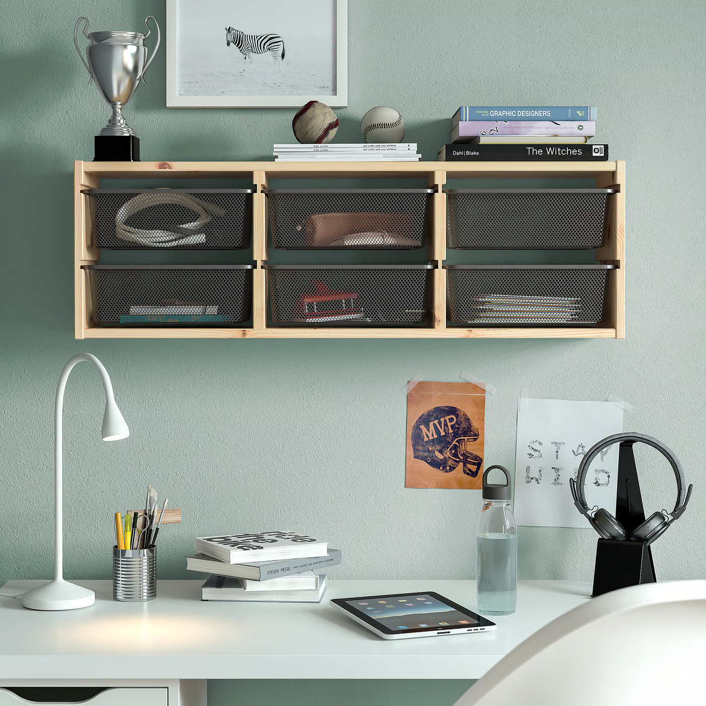 IKEA TROFAST wall storage, light white stained pine/dark gray, 36 5/8x8 1/4x11 3/4 | IKEA US