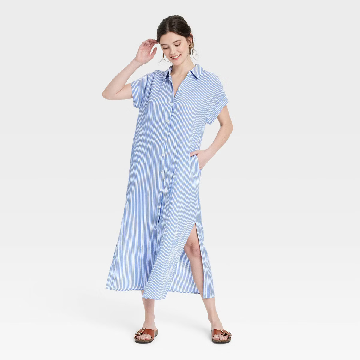 Women's Gauze Button-Front Maxi Shirtdress - Universal Thread™ | Target