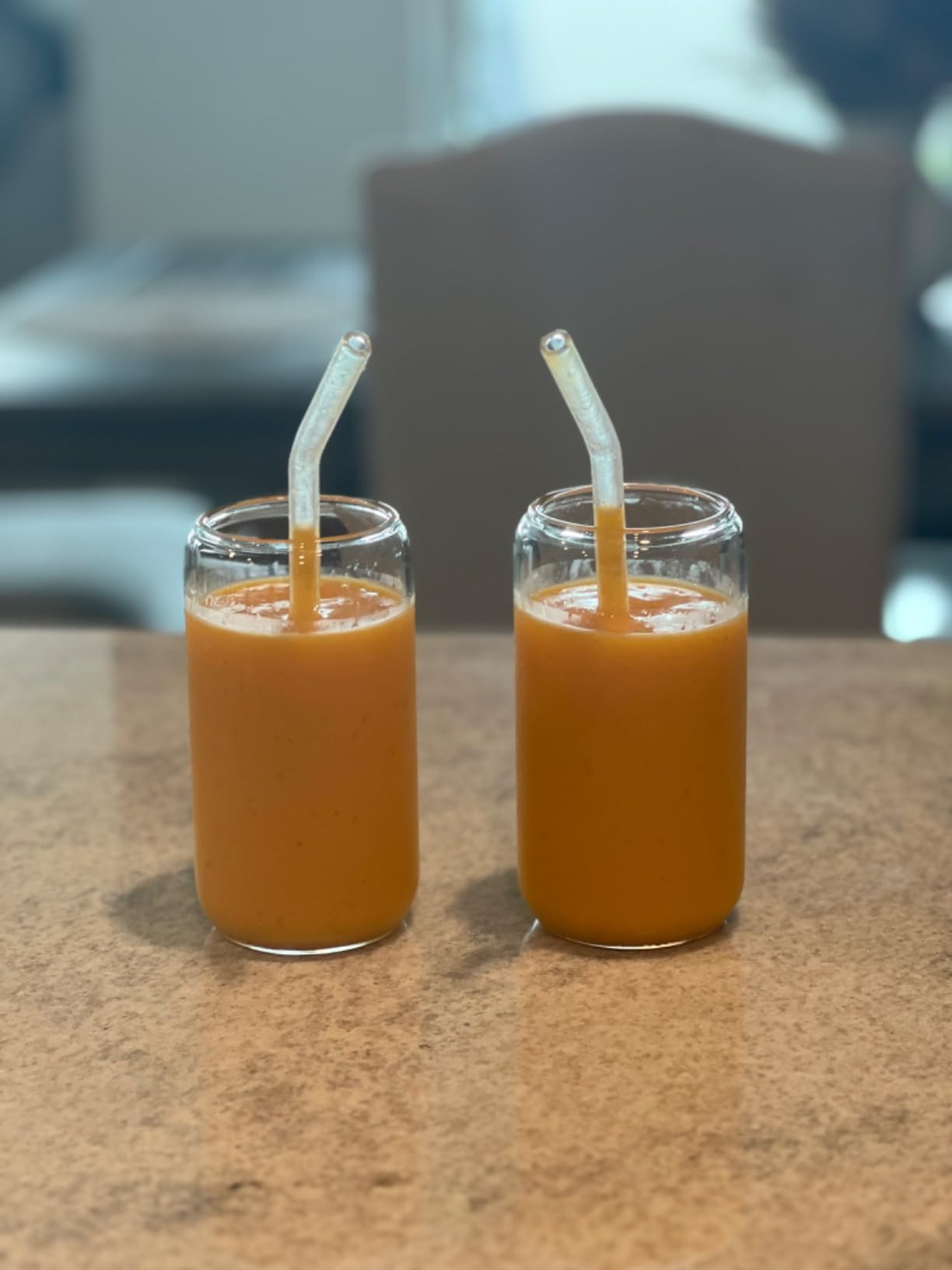 NETANY Drinking Glasses with Glass Straw 4pcs Set - 16oz Can Shaped Glass Cups for Beer, Iced Coffee, Tumbler Cup for Whiskey, Soda, Tea, Water, Gift - 2 Cleaning Brushes | Amazon (US)