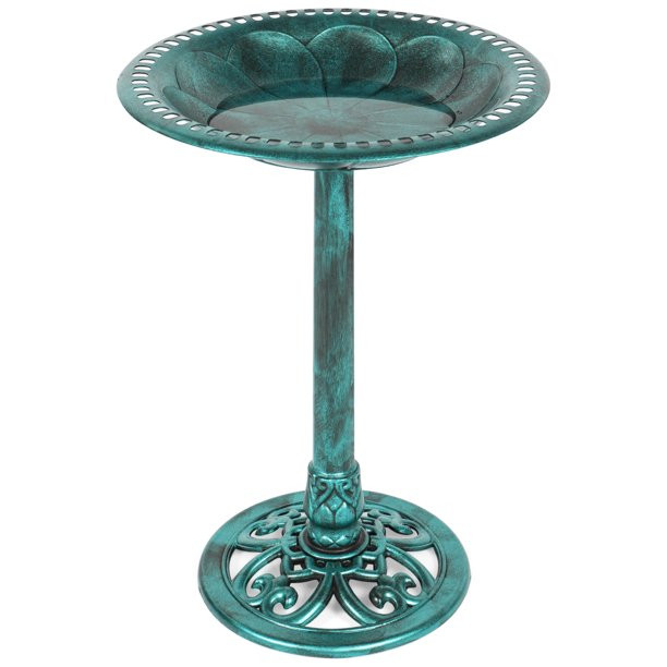 Best Choice Products Outdoor Rustic Pedestal Bird Bath Accent for Garden, Yard w/ Fleur-de-Lis Ac... | Walmart (US)