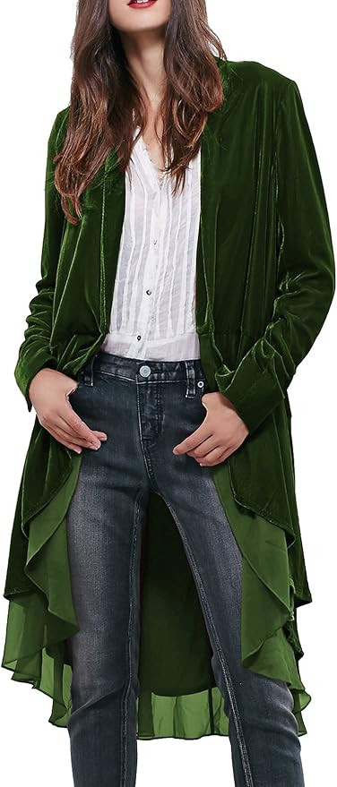 R.Vivimos Womens Ruffled Asymmetric Long Velvet Blazers Coat Casual Jackets | Amazon (US)