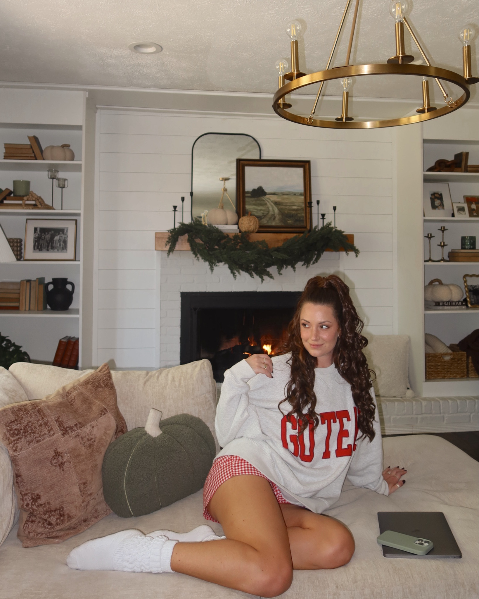 cozy fall outfit for home 🏈 wearing size xl sweatshirt and size medium boxer shorts 

#LTKStyleTip #LTKSeasonal #LTKSaleAlert