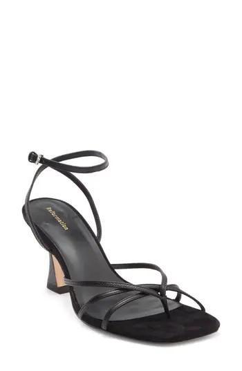 Reformation Gen Heeled Sandal in Black Snake Suede at Nordstrom Rack, Size 9 | Nordstrom Rack