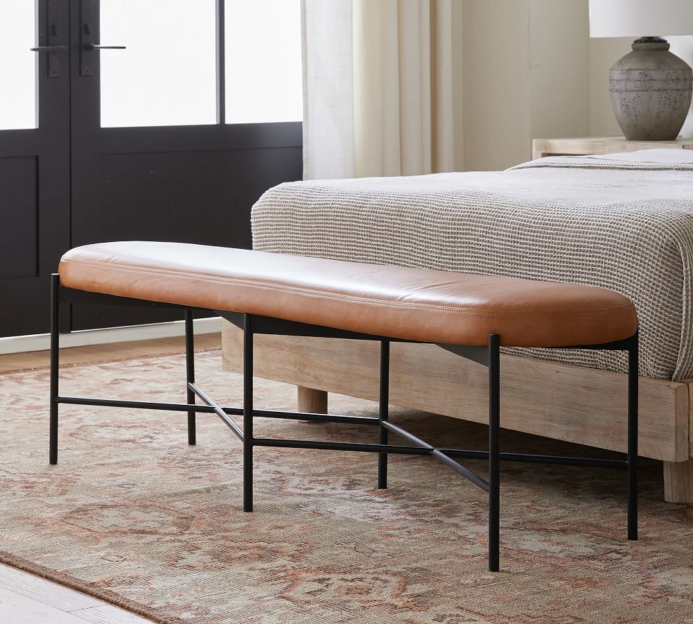 Maison Leather Backless Bench | Pottery Barn (US)