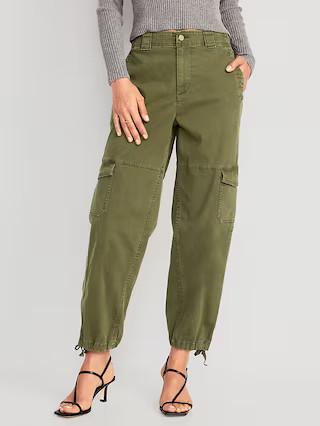 High-Waisted Barrel-Leg Cargo Ankle Pants for Women | Old Navy (US)