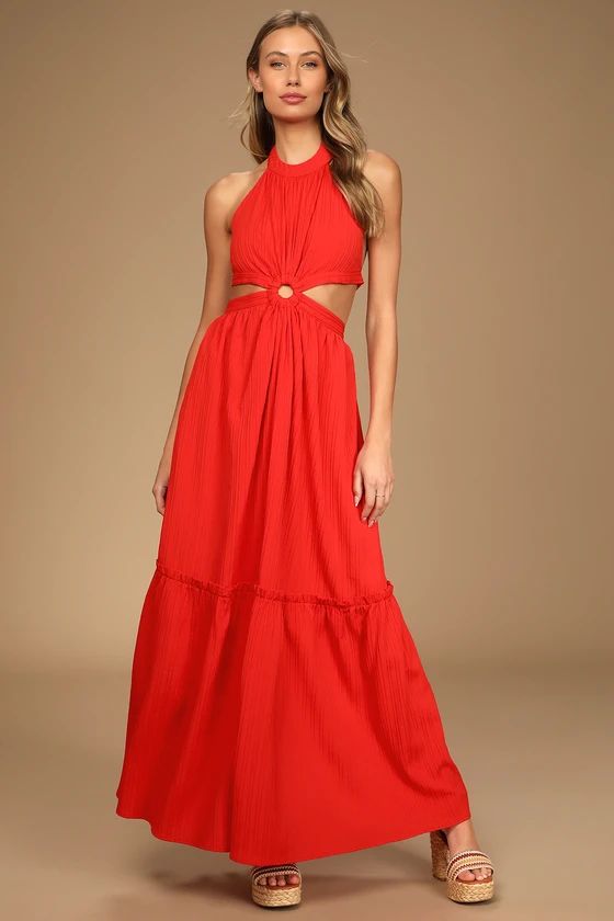 Island Vacay Red Tie-Back Maxi Dress | Lulus (US)