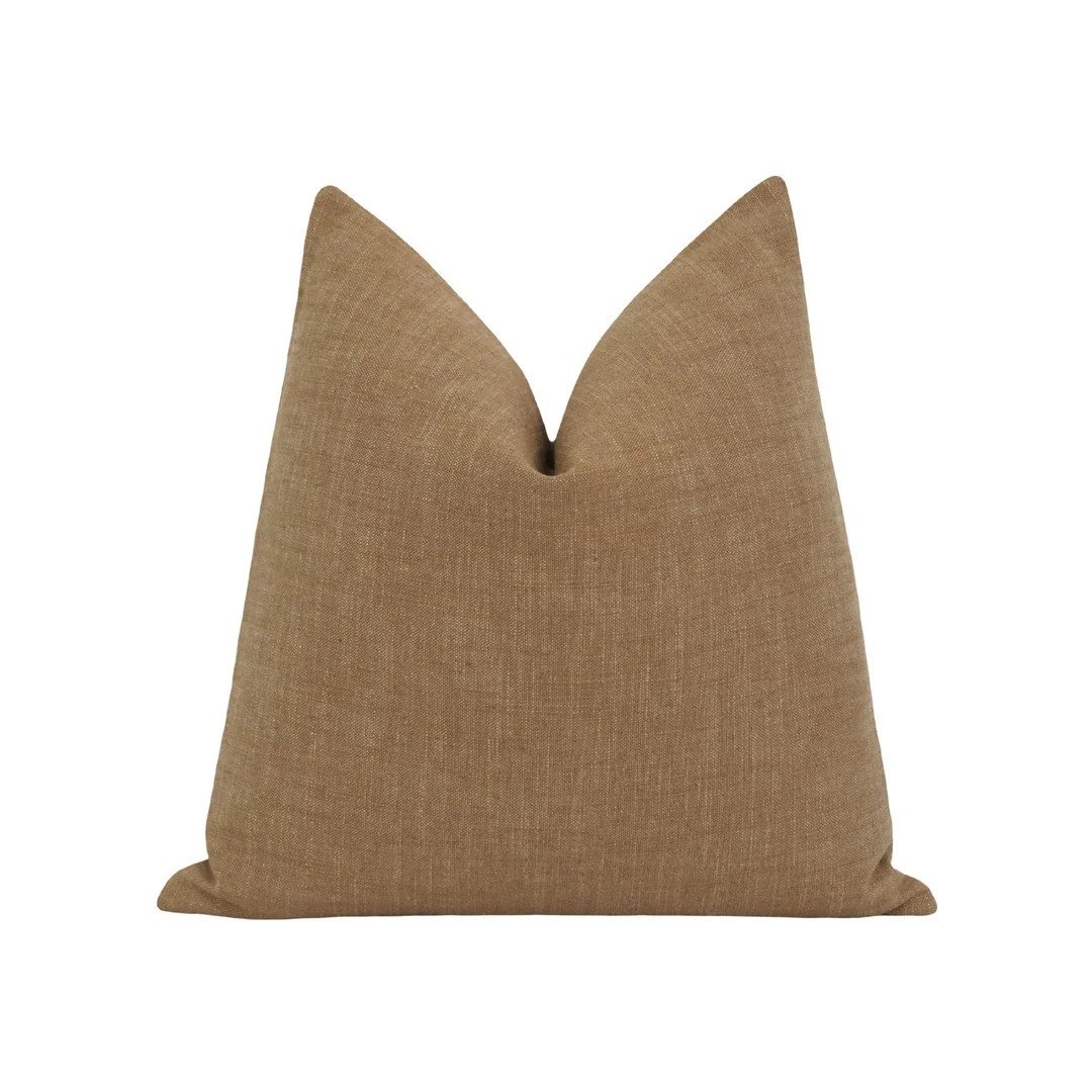 Warm Neutral Linen Blend Pillow Cover • Earth Tone Accent • Double Sided Throw Pillow for Tra... | Etsy (US)