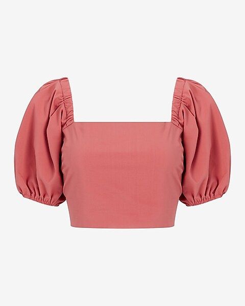 Puff Sleeve Square Neck Cropped Top | Express