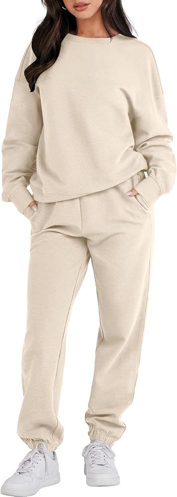 ANRABESS Women's Two Piece Outfits Sweatsuit Lounge Matching Sets Sweatshirt Jogger Pants Sweat S... | Amazon (US)