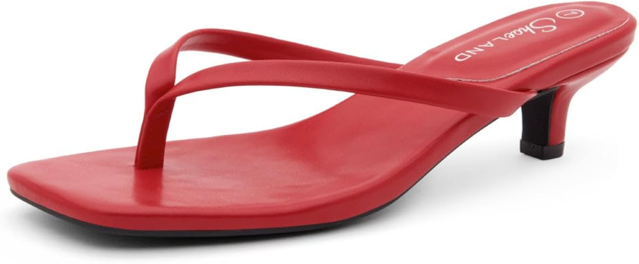Shoe Land Kitten Heels for Women Square Open Toe Flip Flop Heels 1.75 Inch Low Heeled Sandals Sli... | Amazon (US)