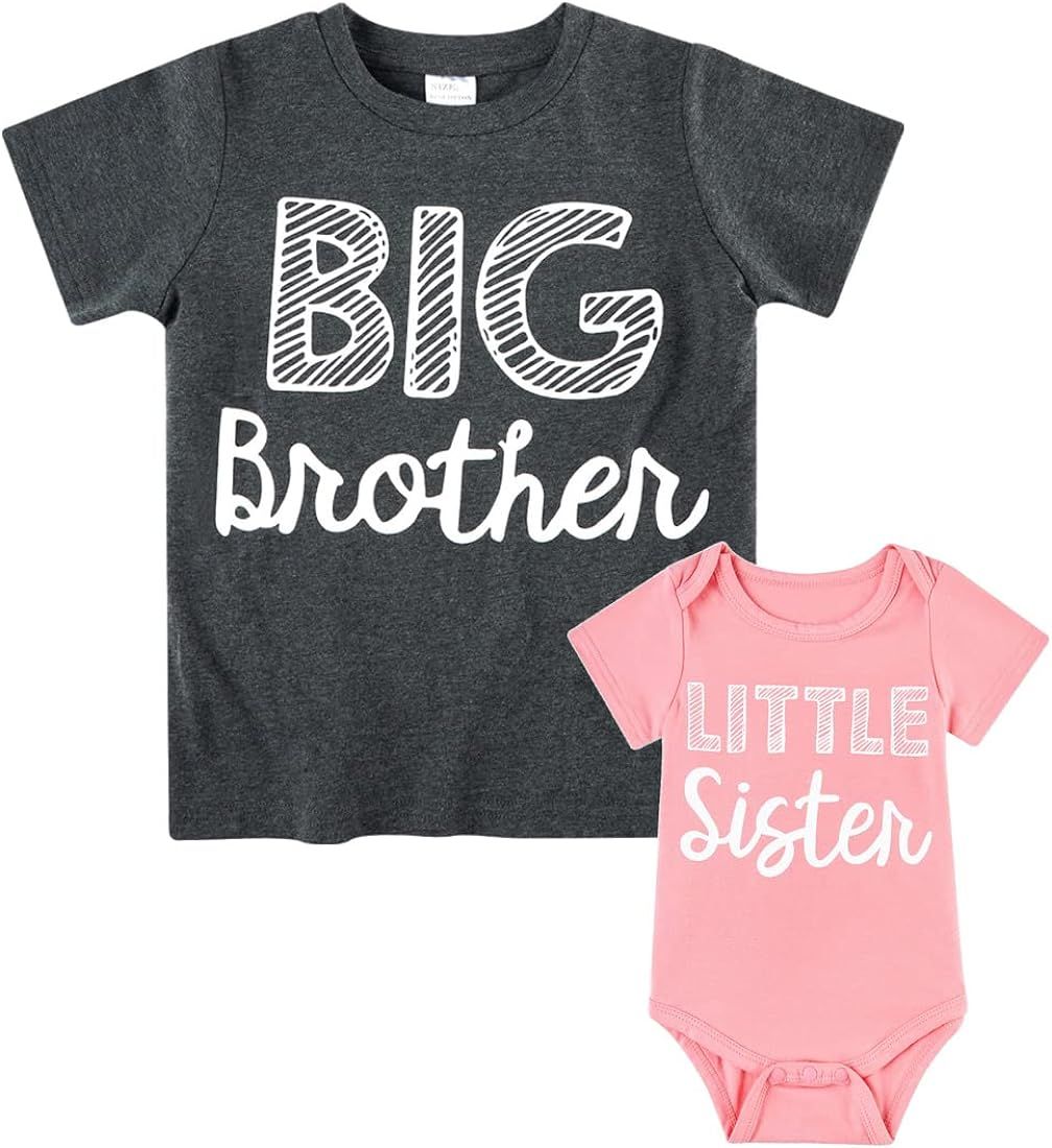 Funnycokid Big Brother Little Brother Matching Outfits Big Sister Little Sister Shirt Set Newborn... | Amazon (US)