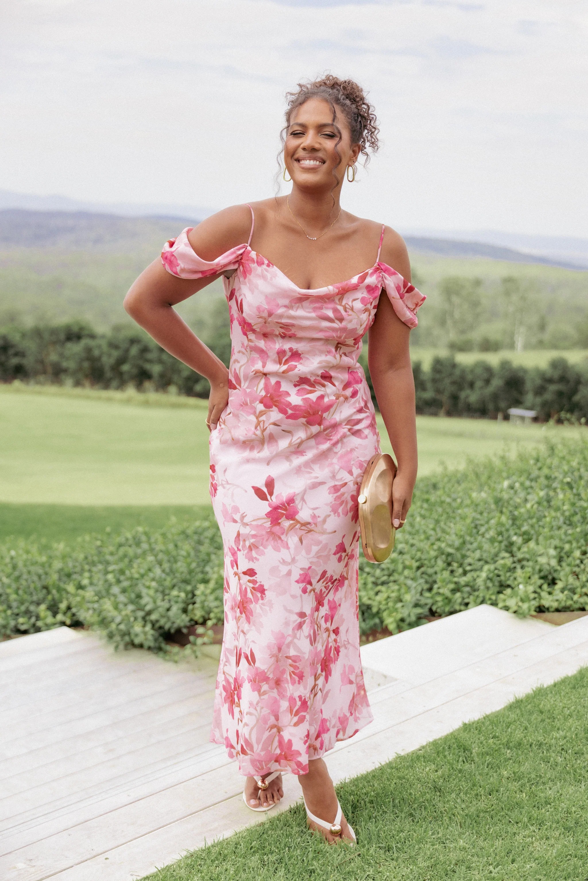 Esther Midi Dress - Pink Floral | Petal & Pup (US)