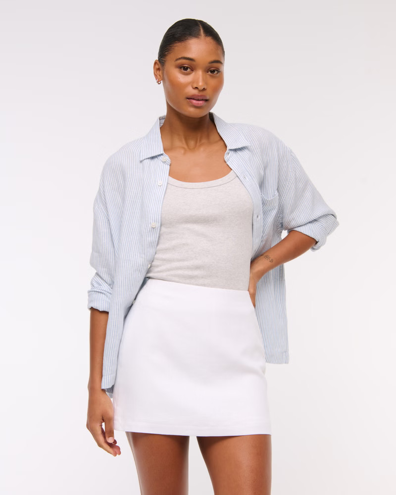 The A&F Scarlett Linen-Blend Mini Skort | Abercrombie & Fitch (US)