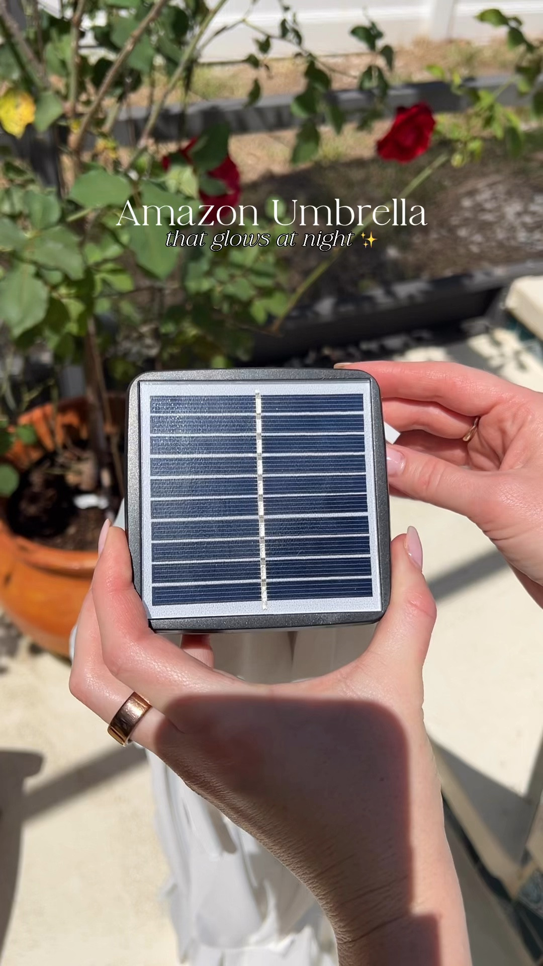 Aesthetic solar umbrella from Amazon perfect for any patio or pool area 