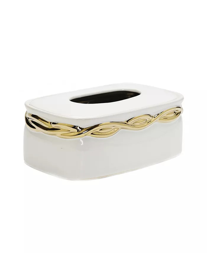 Vivience White Tissue Box Gold-Tone Rounded Design - Macy's | Macy's