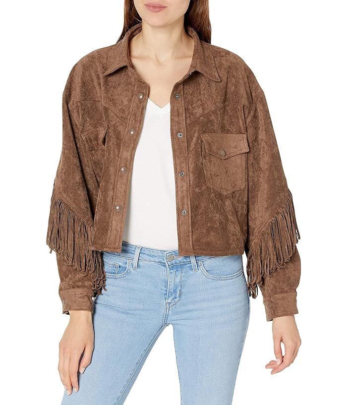 Blank NYC Faux Suede Fringe Shirt Jacket in Hot Cocoa | Zappos