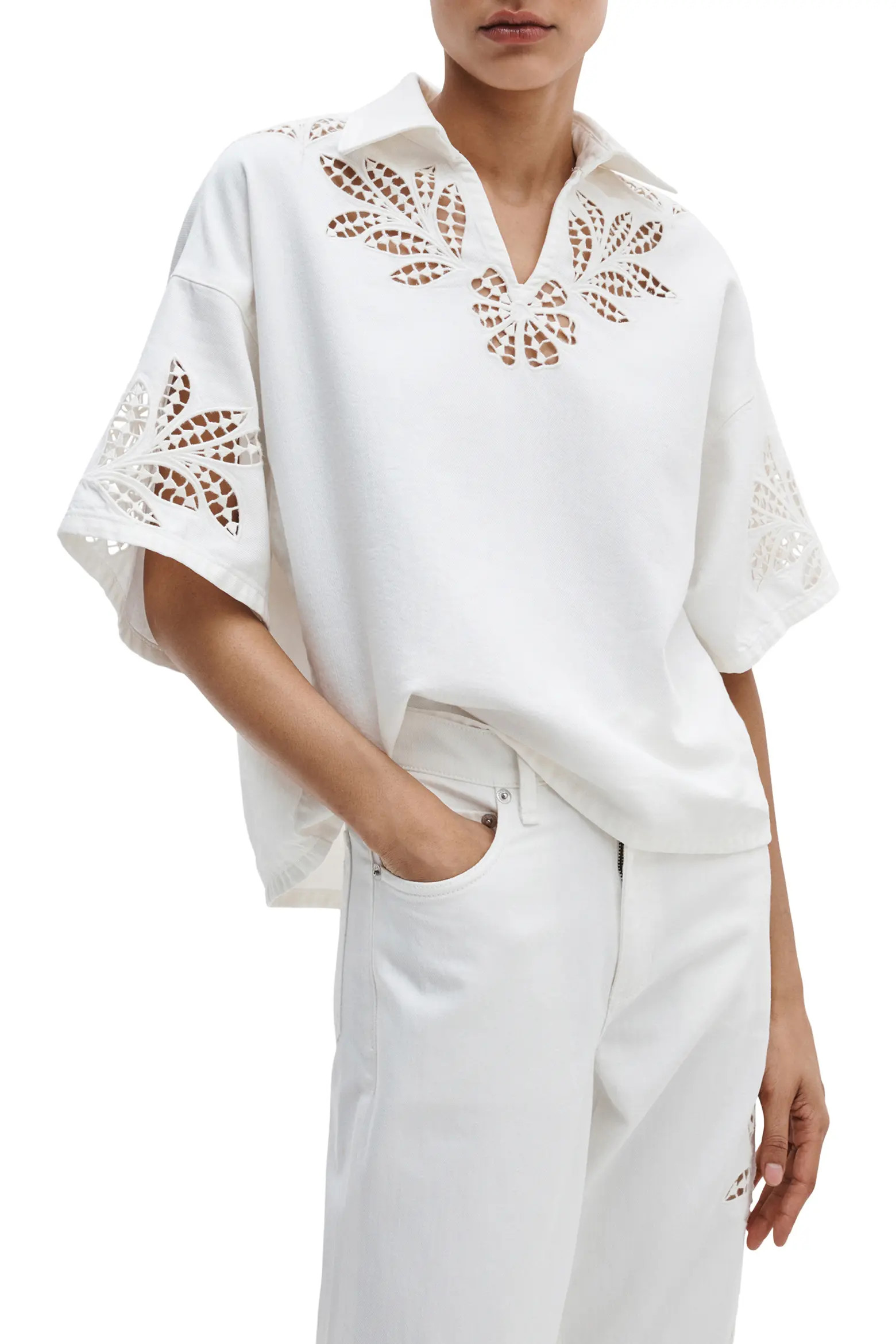 Lucy Eyelet Cotton Blend Popover Top (Women) | Nordstrom | Nordstrom