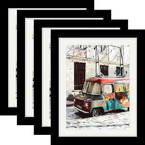 8x10 Black Picture Frames Nature Solid Wood 4 Pack for Wall Mounting and Tabletop Display | Amazon (US)
