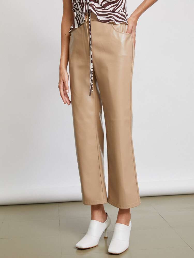 SHEIN Faux Leather Tailored Pants | SHEIN