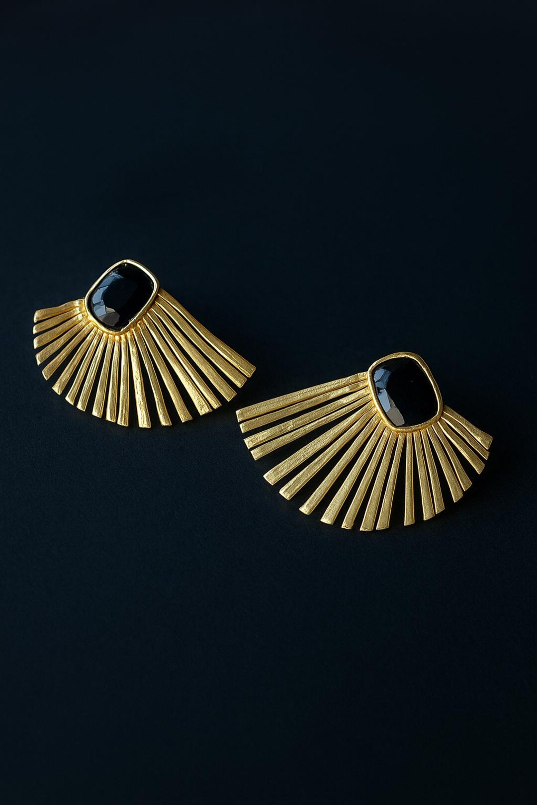 Handmade Gold Sun Stud Earrings: Black Onyx Gemstone, Jewelry Gifts - Etsy | Etsy (US)