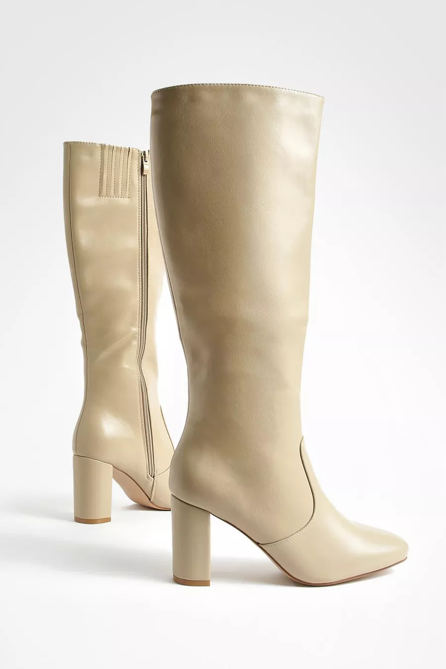 Straight Block Heel Knee High Boots | Boohoo.com (UK & IE)