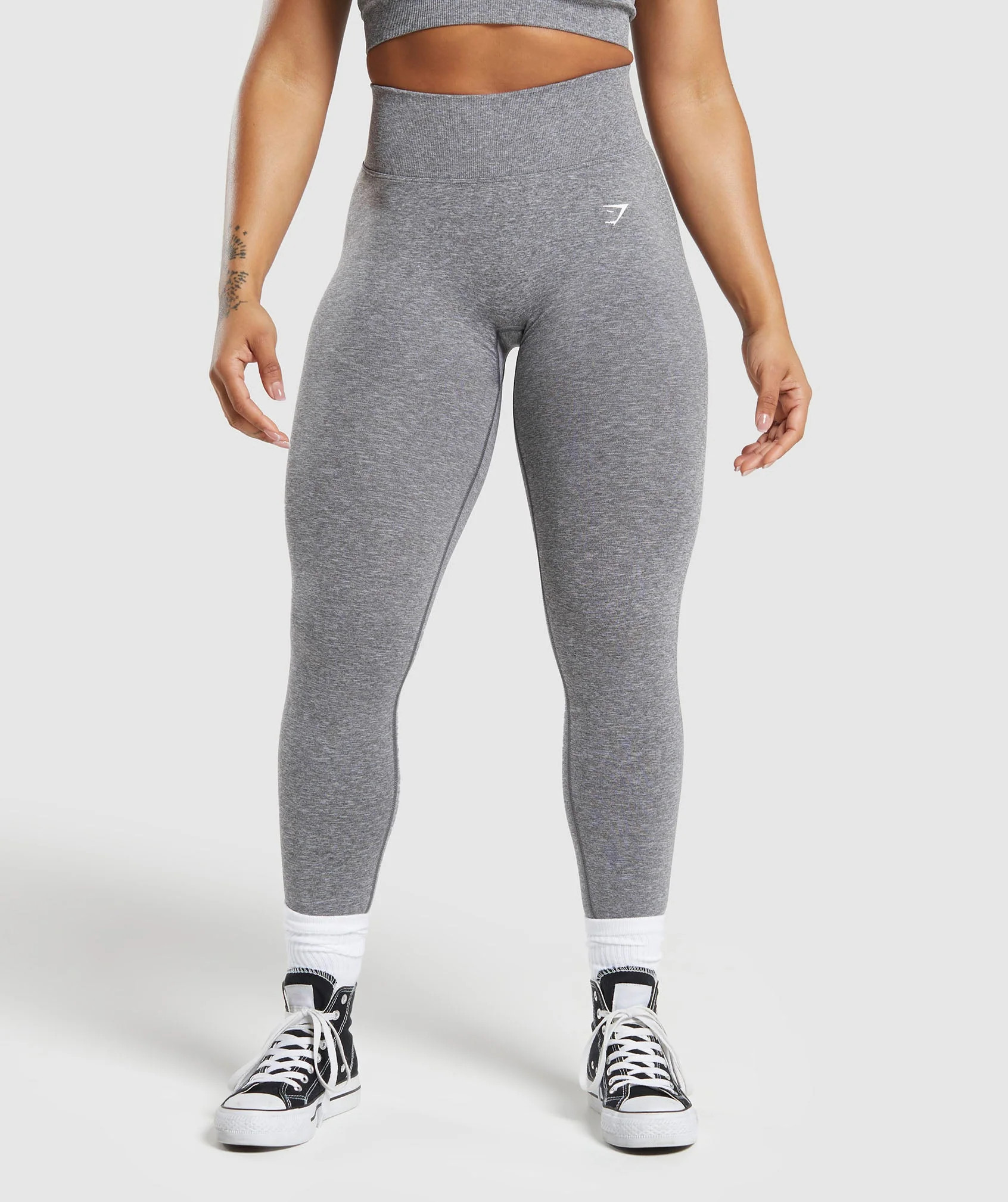 Gymshark Lift Contour Seamless Leggings - Brushed Grey/White Marl | Gymshark US