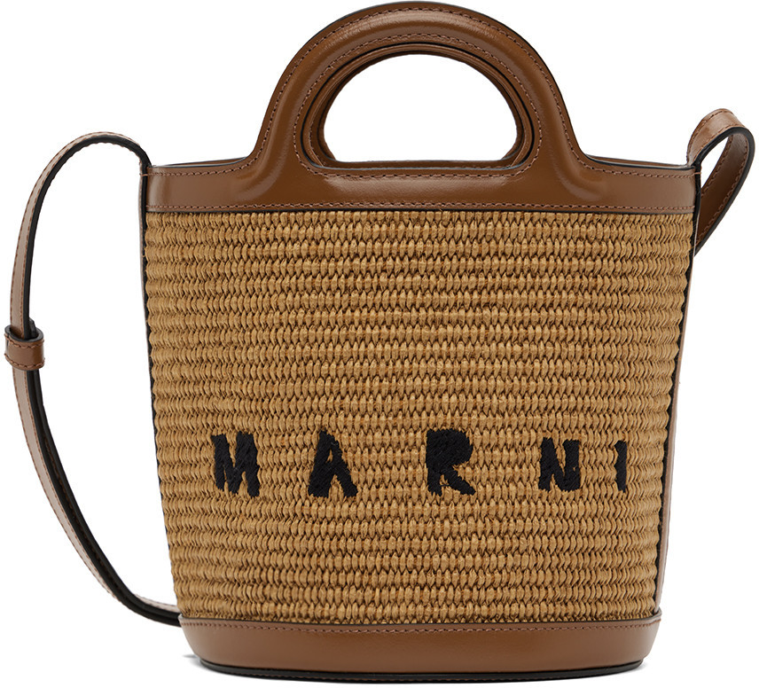 Marni Tan Mini Tropicalia Bucket Bag | SSENSE