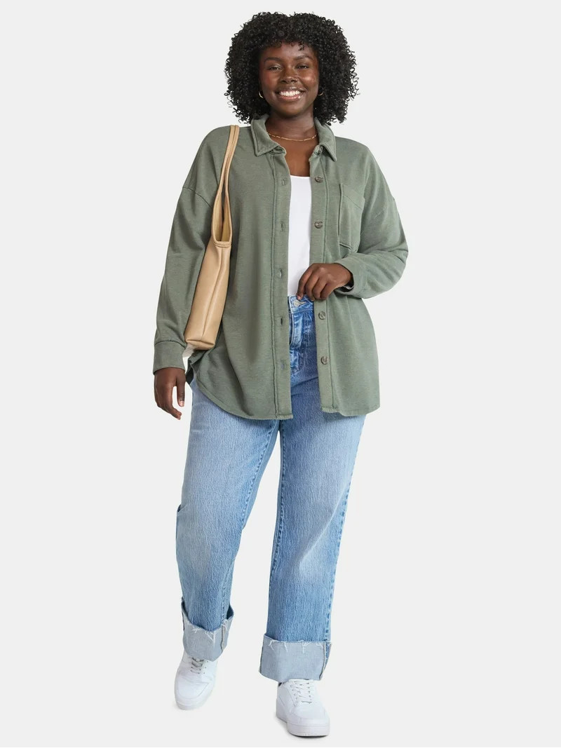 Terra & Sky Women's Plus Knit Shacket, Sizes 0X-5X | Walmart (US)