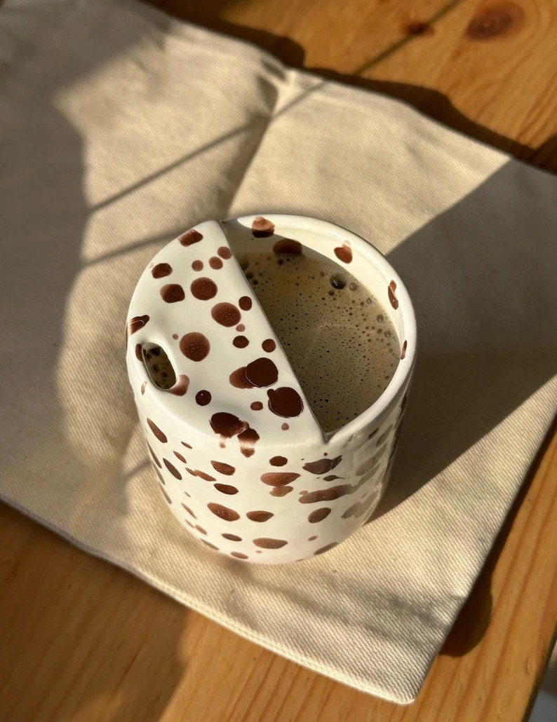 Handmade Ceramic Travel Mug: Brown Point Thermos, Nordic Style - Etsy | Etsy (US)