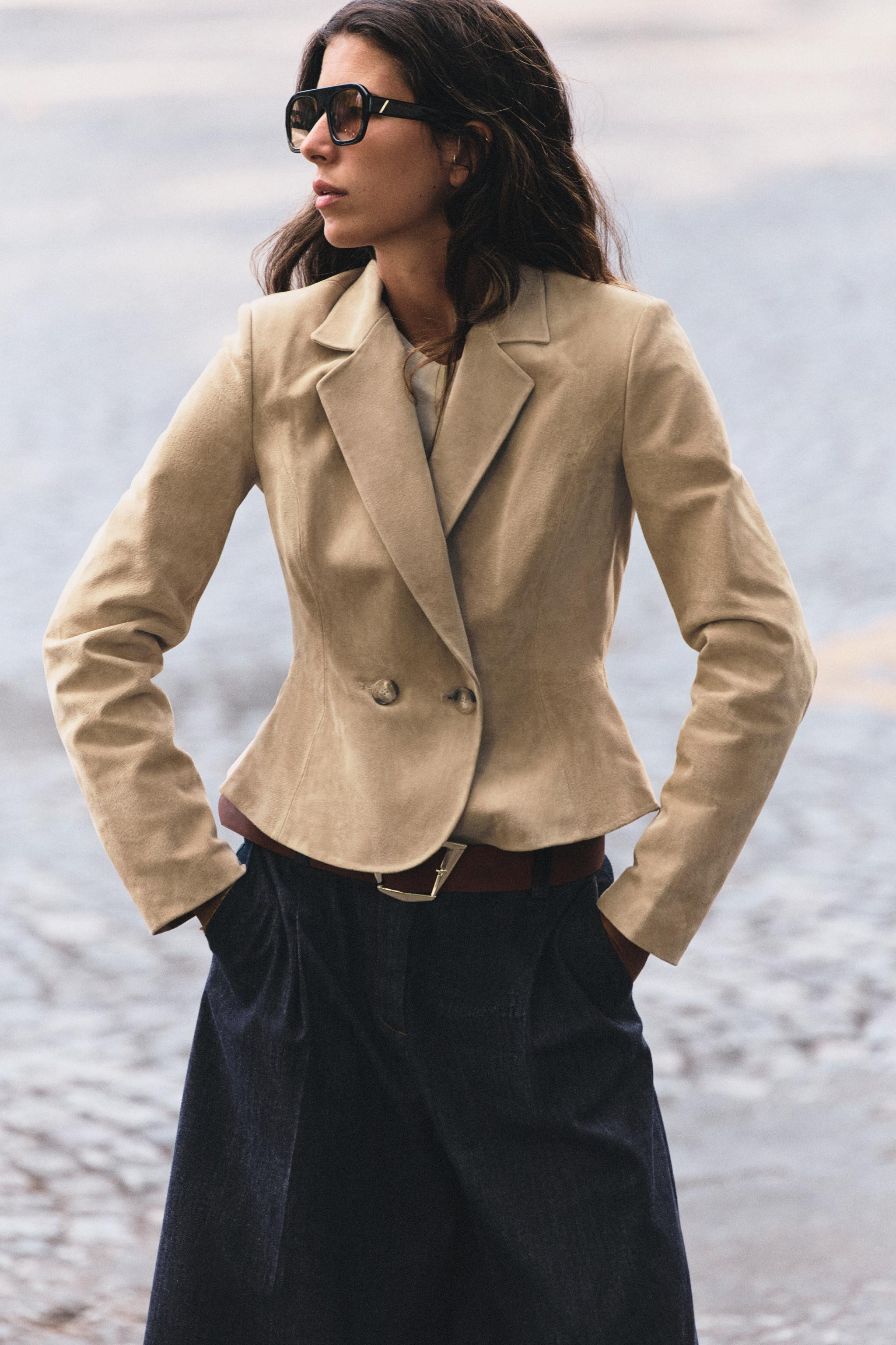 100% LEATHER CROPPED JACKET WITH SHOULDER PADS | Zara UK