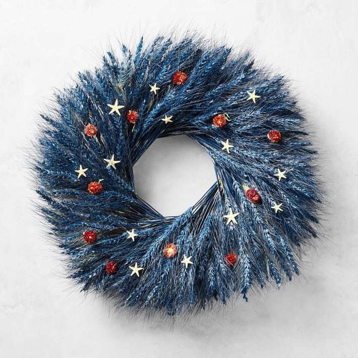 Red, White & Blue Star Live Wreath | Williams-Sonoma