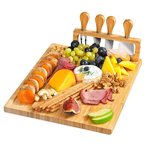 RoyalHouse Bamboo Cheese Board and Charcuterie Boards Set & Serving Tray for Meat, and Wine - Birthday Gifts for Women, Wedding Gift for Couples 2025, Bridal Shower, Housewarming Gift New Home | Amazon (US)