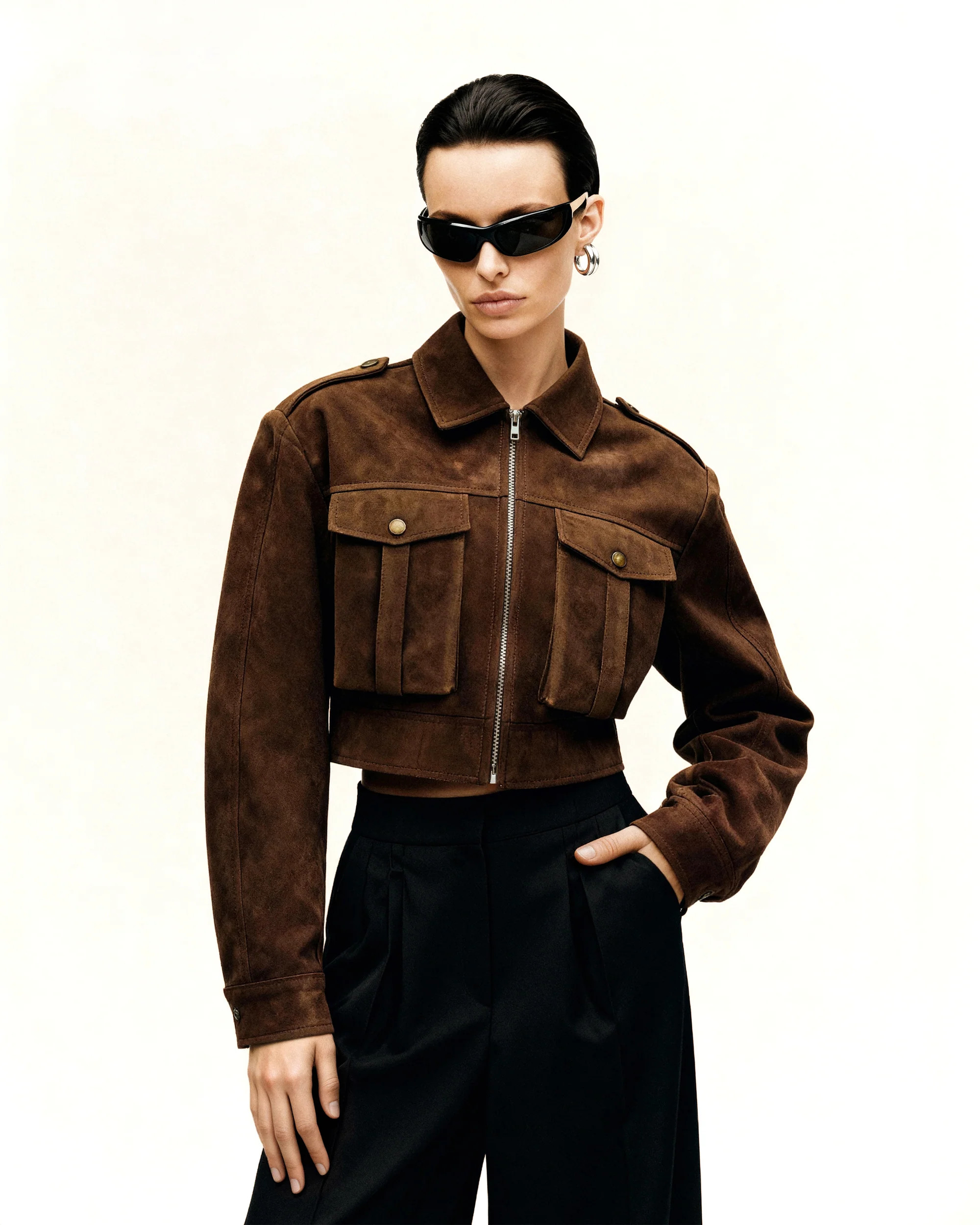 Adeline Faux Suede Jacket - Brown | JW PEI US