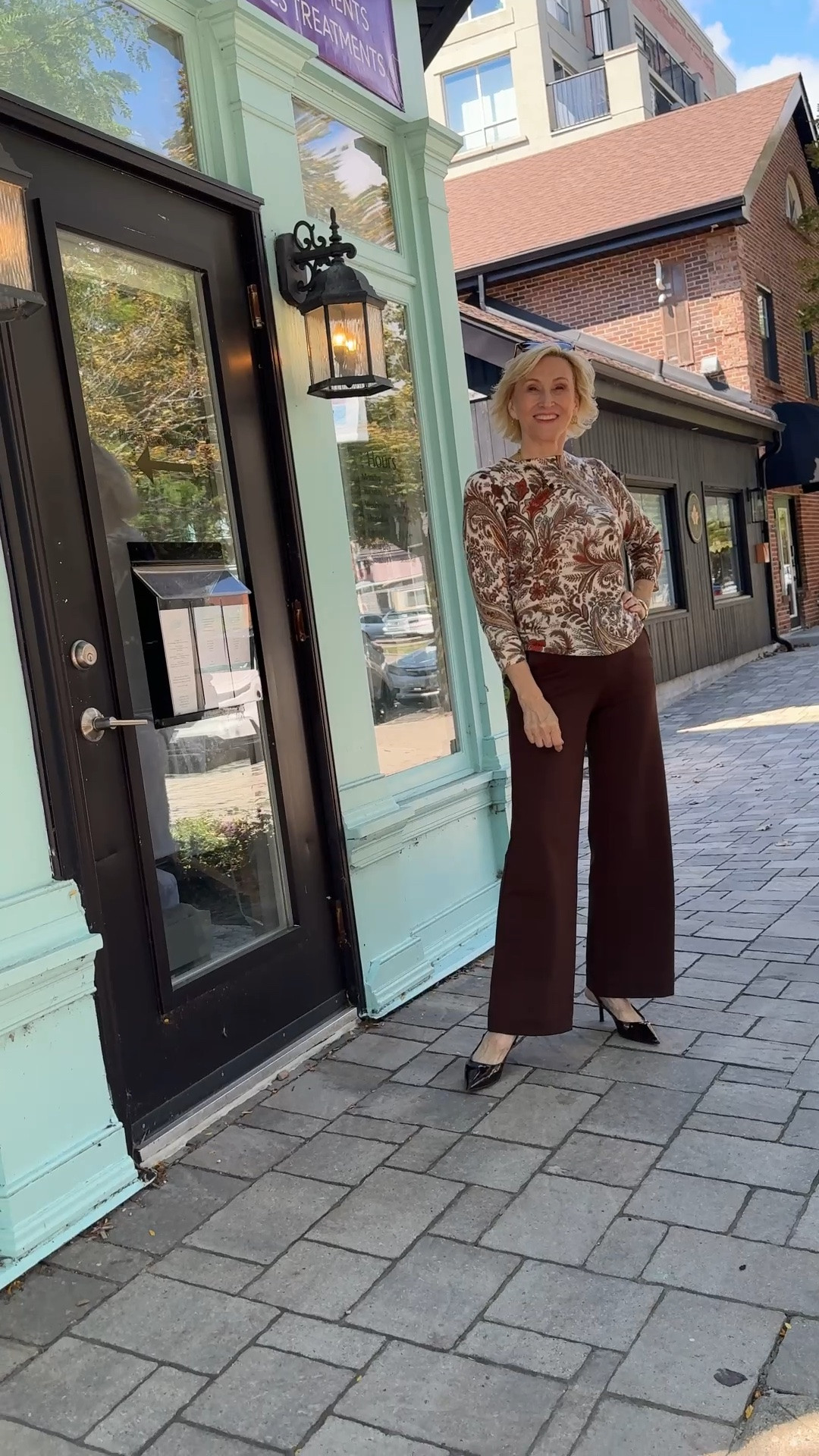#talbotspartner This isn’t your grandma’s paisley! My cozy, chic cashmere sweater in this modern paisley print feels fresh and luxurious. I love the rich fall shades and ¾ length sleeves.
@talbotsofficial Chocolate brown pants make the print pop. Not only are they super
comfy, but they make my legs go on for miles!

SALE! Buy one, get one 50% off

#talbots #ad
@talbotsofficial

#LTKSaleAlert #LTKOver40 #LTKSeasonal