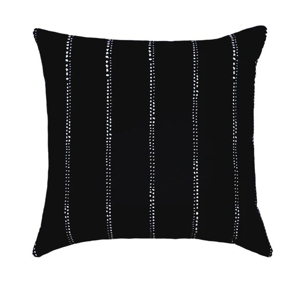 Carlo Black Pinstripe Polka Dot Pillow | Land of Pillows