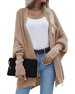 Dokotoo Women's 2024 Fashion Casual Oversized Open Front Batwing Long Sleeve Chunky Knit Cardigan... | Amazon (US)